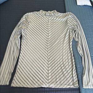 Gray Ribbed Long Sleeve Blouse